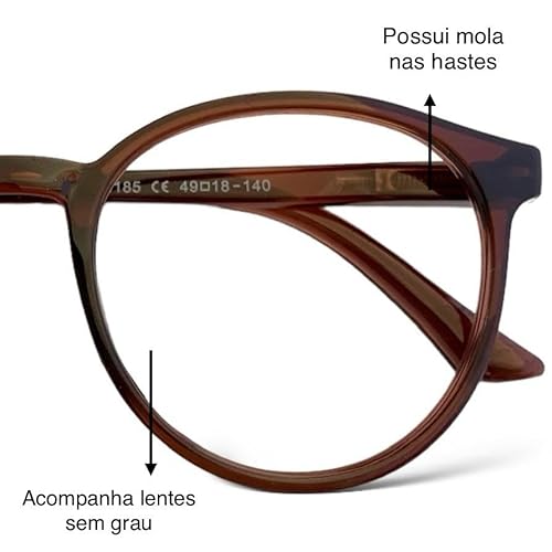 Armação Óculos Para Grau Masculino Redondo Retrô (Terra)