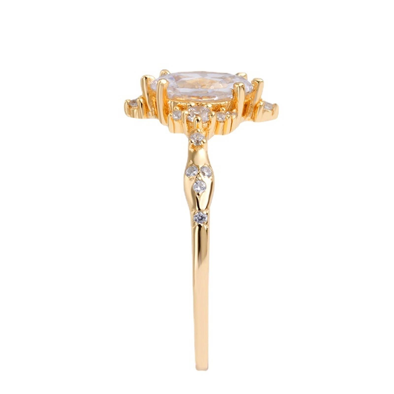 Au 375/585/750 - Alianzas de oro amarillo, ovaladas, moissanita, elegantes, delicadas, pequeñas