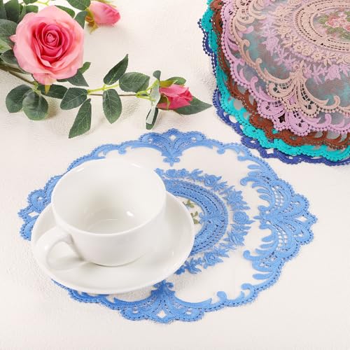 Napperon rond brodé dentelle rose anti-rayure pour protéger et décorer votre table