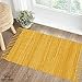 Cotton Rag Rug 24x36'' | 2x3' Multicolor Area Rugs- Hand Woven Washable & Reversible for Living Room Kitchen Entryway Throw Rug with Tassel (Mustard)