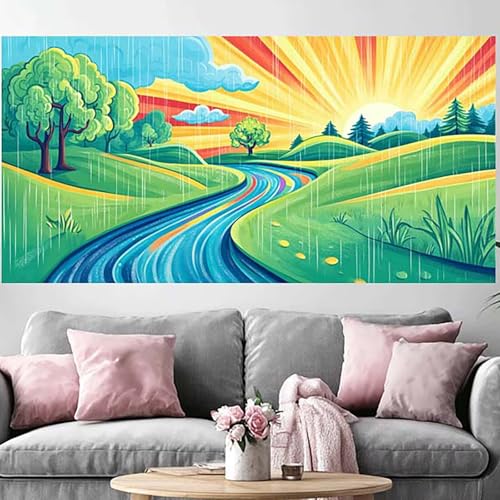 Diamond Painting Débutant Grand Format 100x300cm - Kit Complet Broderie Diamant Anti-Stress