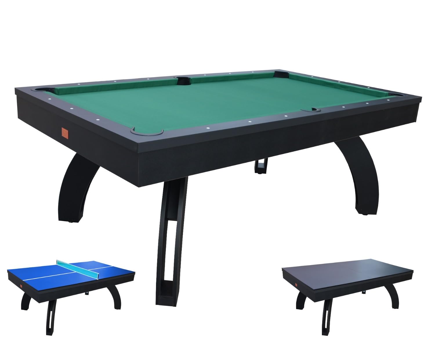 NGBiliardi Biliardo Sirio Nero Multifunzione 214 cm, Diventa Ping Pong e Tavolo da Pranzo