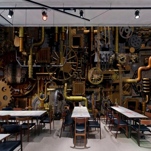 Mural 3D papel pintado estilo vintage estilo industrial interior de cafetería Fondo de pared de pared pegatina para el salón y tela de seda pintura
