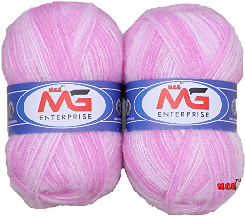 Image of M.G Enterprise Feather Soft Art Craft Fingering Crochet Hook Acrylic Yarn (Pink, 200 g)