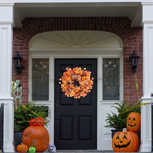 Couronne d'automne Halloween avec citrouille et érable pour déco - 7