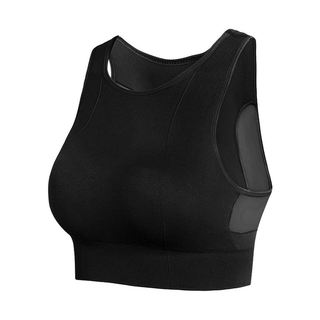 Biustonosz damski Sport Joga Kobieca kamizelka Moda damska Seksowna przycięta Tank High Impact Training Running Bustier Mesh (kolor: szary, rozmiar: kod XL) (czarny L)