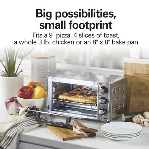 Hamilton Beach Countertop Toaster Oven & Pizza Maker Large 4-Slice Capacity, Stainless Steel (31401) - image 4
