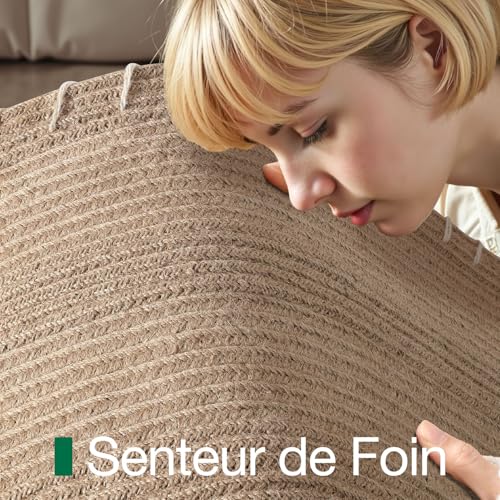 Tapis de porte en jute pour entrée et terrasse, paillasson LUMI 90 x 150 cm
