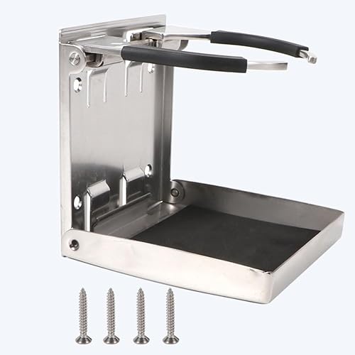 Miniatura 3 de 2PCS plegable sostenedor de la bebida de acero inoxidable ajustable portavasos marinobarcocaravanacoche (grande)