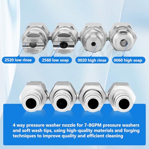 Image of 4 Way Rod Nozzle Suitable for 7-8 GPM Rod Pressure Washer Nozzle