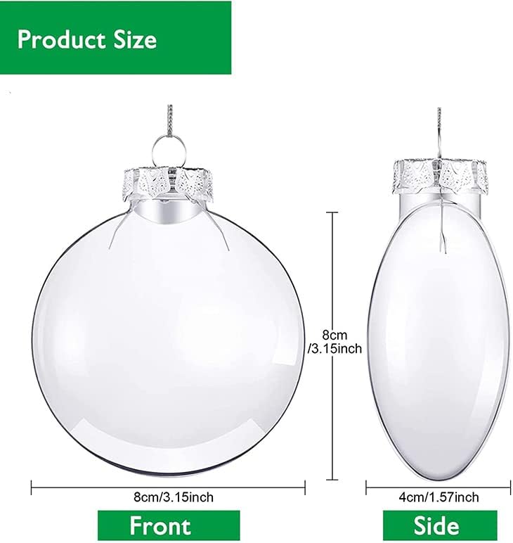10Pcs Clear Plastic Fillable Baubles, Clear Flat Disc Fillable Balls, Fillable Craft Shatterproof Christmas Tree Ball Ornaments for Craft Activities, Party Decoration, Weddings Decor (10)