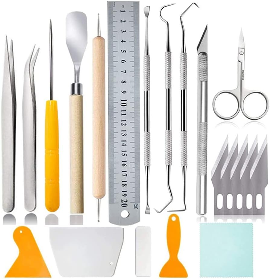 21Pcs Craft Basic Tools Set Vinyl Paper Weeding Kit Silhouettes Cameos Sewing Lettering DIY