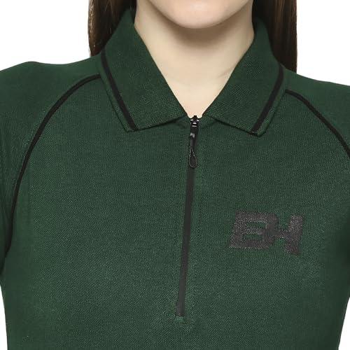 Image of Being Human Blue Slim Fit Polo Collar Short Sleeves Cotton Women's T-Shirt Clothing