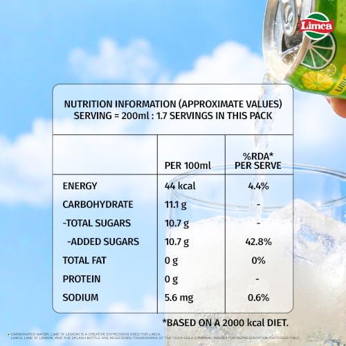Image of Limca Soft Drink - Lemon Flavor, 300ml Tin