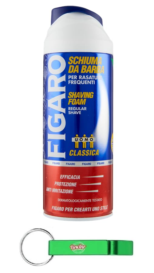 Figaro Schiuma da Barba Original Classic - 12 espumas de afeitar para afeitarse frecuentemente, 400 ml + llavero Beni Culinari gratuito