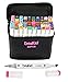 50 Artist Dual Tip Art Markers Set, Permanent Marker Pens Highlighters with Case Perfect for Illustration Adult Coloring Sketching and Card Making