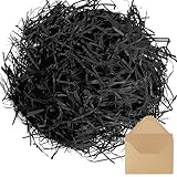 200g Raffia Gras Füllmaterial Geschenk, Geschreddertes Papier für Geburtstage, Weihnachten, Hochzeiten und Jubiläen, Füllmaterial zur Dekoration von Geschenkboxen und Körben (Schwarz)
