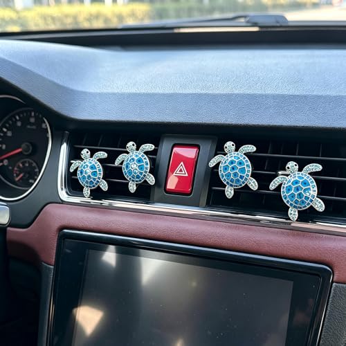 Image of 4pcs Cute Sea Turtles Car Air Vent Diffuser - Clip-On Air Freshener with Replaceable Refills, Perfect for SUV, Truck & Sedan, Adorable Car Interior Accessory & Creative Gift Idea(Blue, Ocean)