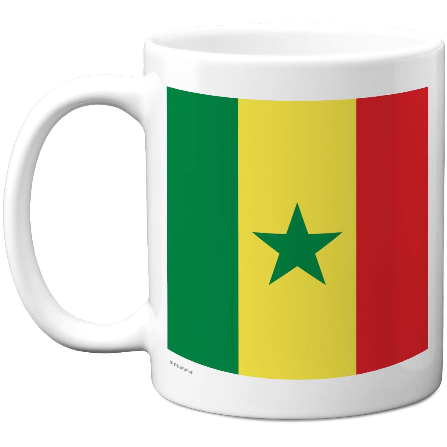 Stuff4 Senegal Flag Mug - Bold Vertical Stripes with Green Star - Patriotic Design for Everyday Cheer - 11oz Ceramic Gloss Mug