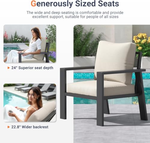 Image of UDPATIO 4 Pieces Aluminum Patio Furniture Set Outdoor Furniture | Metal Conversation Sofa 5 Seating Set with Coffee Table for Garden Backyard