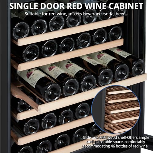 GarveeHome 24'' Wine Cooler Refrigerator - 46 Bottles Capacity, Professional Compressor, 41°F To 64°F Temp Control, Stainless Steel & Tempered Glass, With Safety Lock, Built-In Or Freestanding