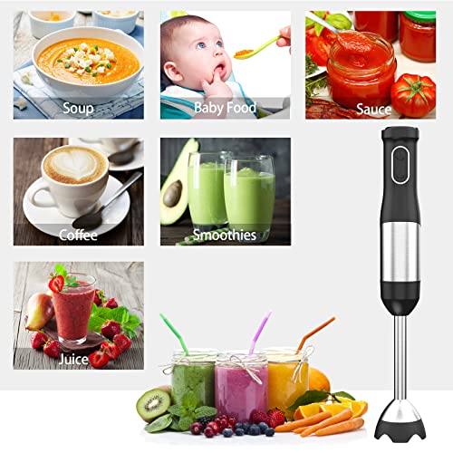 Immersion Blender,7 In 1 Hand Blender Electric 800W 20-Speed With Egg Whisk,Milk Frother,500Ml Chopper,600Ml Beaker,Ice Crush Blade,For Puree Infant Food, Smoothies, Sauces, Soups #TOP2