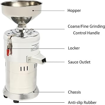 Commercial Peanut Sesame Grinding Machine,Commercial Soybean Milk Maker,1100W Automatic Soy Milk Making Machine, 33lb/h Electric Grain Mill Grinder for Kitchen Soymilk, Dried bean, Tofu