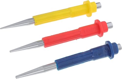Angoily Punzonador de clavos 3 piezas de clavadora de acero para perforar centro de impacto, herramienta de perforación central, herramienta de
