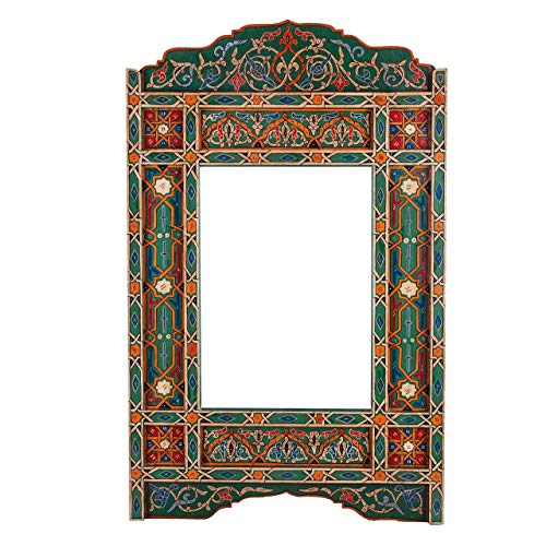 Moroccan Mirror Frame, Farmhouse Mirror, Arch Mirror, Large Wooden Mirror, Rustic Bathroom Mirror Frame, Red Brick Rectangular Hanging Wall (Green) #TOP4