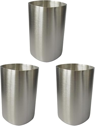 DOITOOL Soporte para cepillo de dientes para baño, 3 piezas de acero inoxidable, taza de agua de metal con cepillo de dientes, vaso simple para