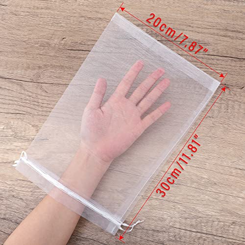 G2PLUS Weiß Organzasäckchen Groß, 20x30cm Hochzeit Geschenk Organzabeutel, 50 Stück Organza-Beutelchen mit Kordelzug Sie als Hochzeit Bonbonsbeutel, Schmuckbeutel, Geschenkbeutel