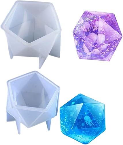 Miniatura 4 de FineInno 2 moldes de resina de gemas, moldes de silicona de piedras de cristal para resina, moldes de resina epoxi de cuarzo geométrico,