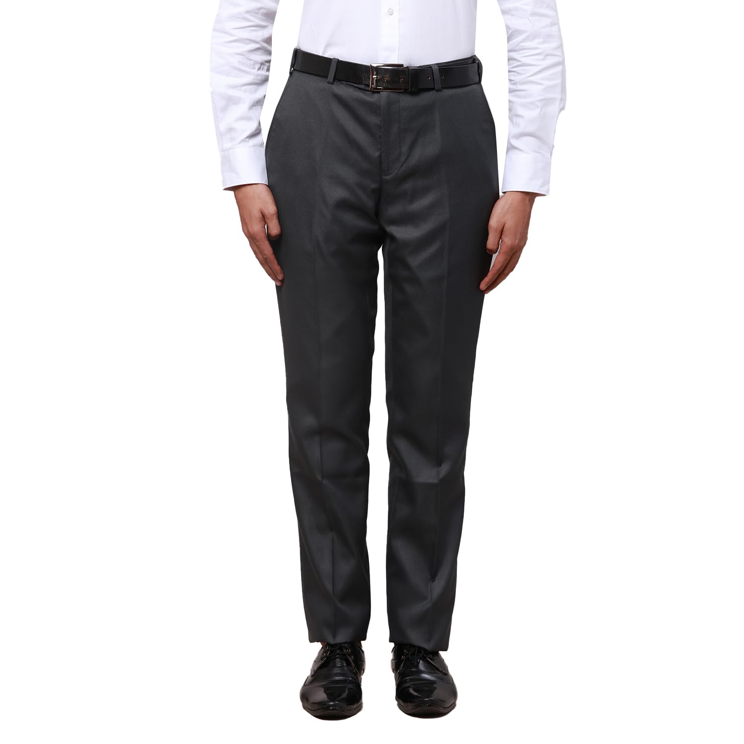 park avenue Men's Polyviscose Blend Structure Pattern Smart Fit Flat Front Formal Trouser-picture-14