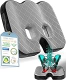 Healthfix® Orthopedic Seat Cushion – Ergonomic Memory Foam Coccyx Cushion with Washable Breathable Cover & Non-Slip Base – Tailbone & Sciatica Pain Relief Pillow for Office Chair (Medium)