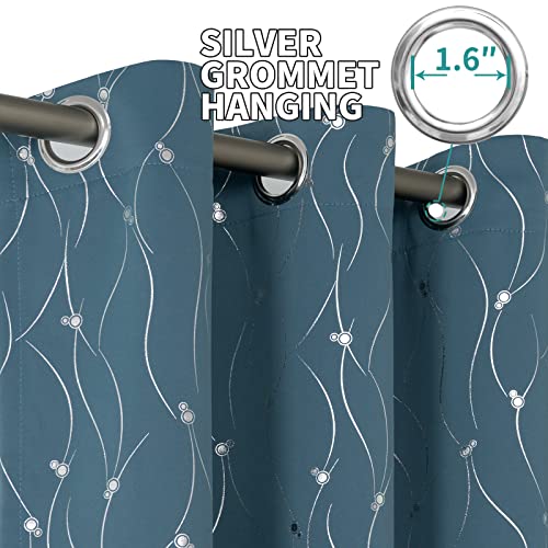 Bgment 01STEELBLUE5272 Room Darkening Curtains 72 Inches Long, Grommet Thermal Insulated Blackout Curtains With Wave Line And Dots Printed For Bedroom, 2 Panels, Each 52 X 72 Inch, Steel Blue thumb #7