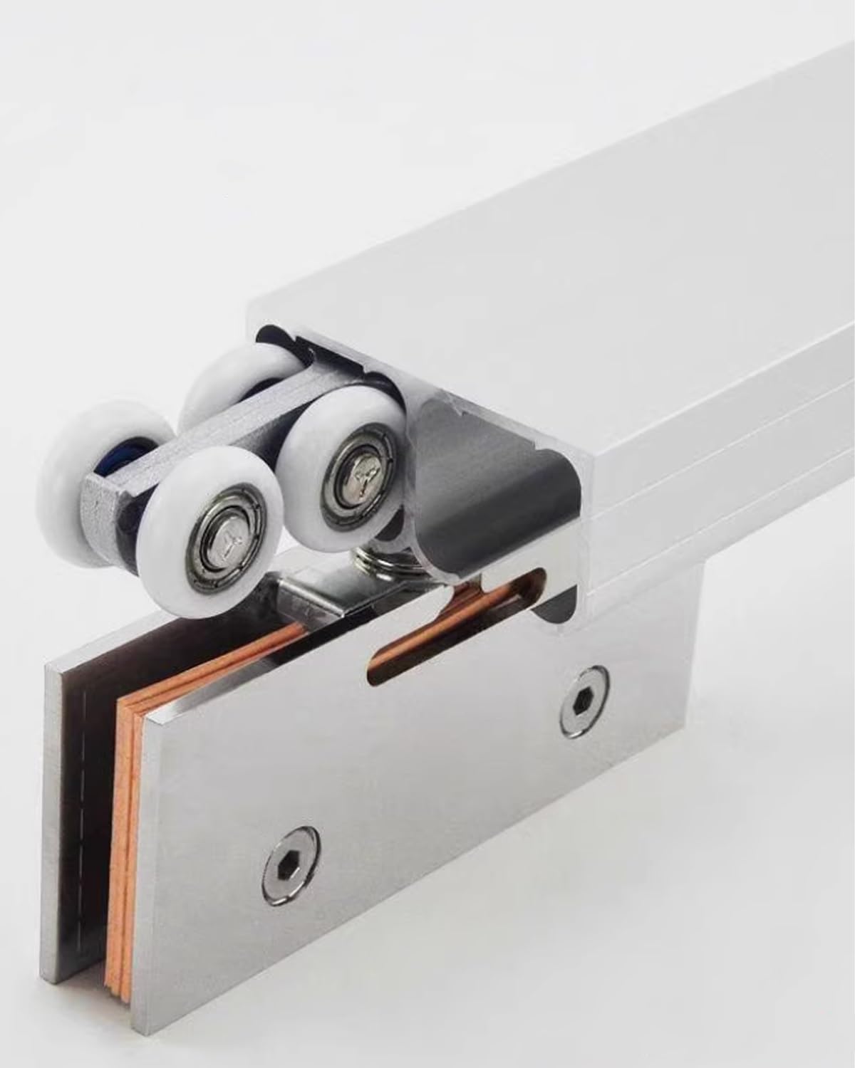 Sliding Door Kit Double Glass Track 12 18 20 24 30 48 60 inch, Shower Door Rail Guide Replacement for Patio Screen Door, Bathroom Glass Door Channel System(58inch/147.3cm)