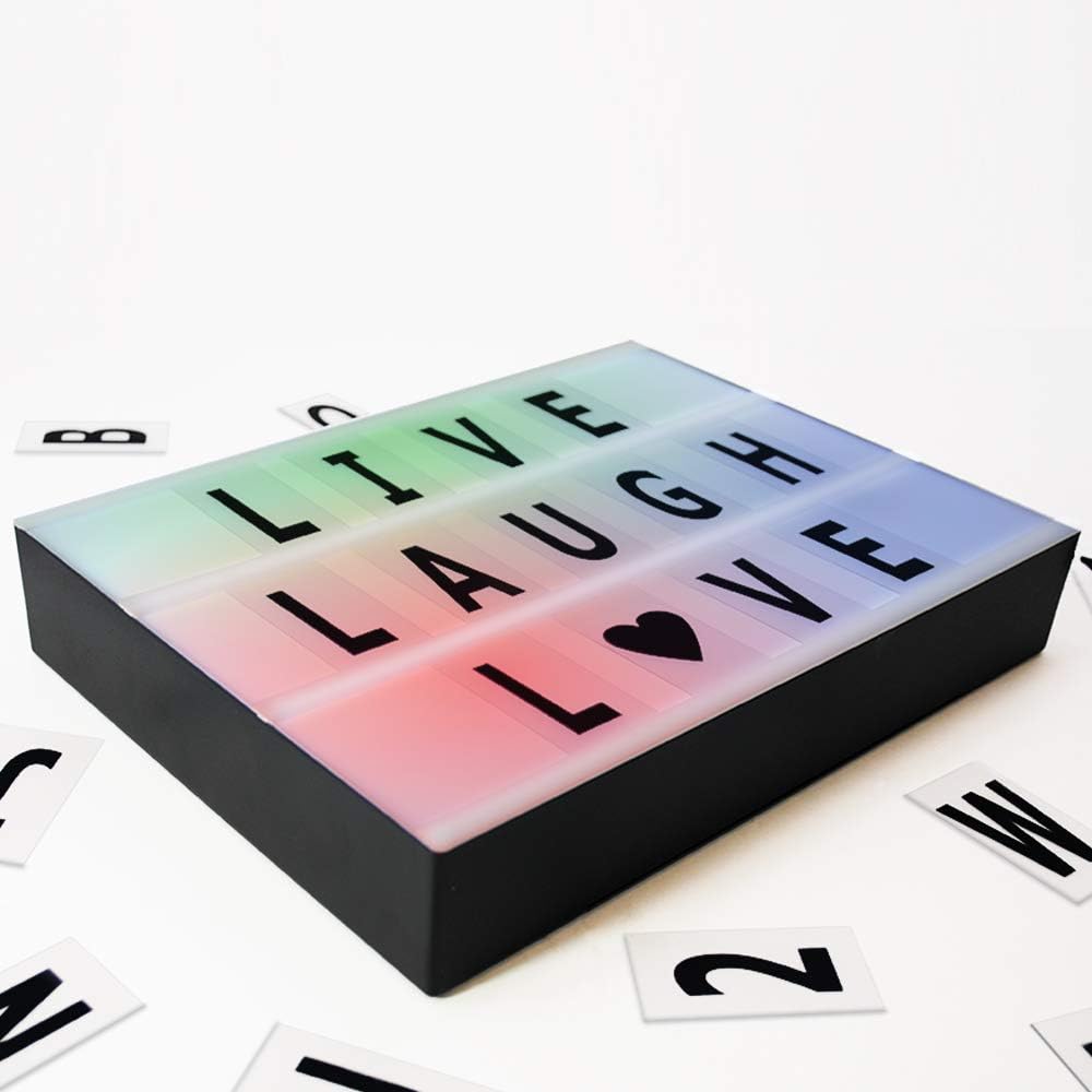 Color Changing Light Box, Cinema Light Box, Light Box with Letters, Cinematic Light Box, Light Up Box, Cinema Box, Letter Light Box, Light Up Sign, 200 Letters, USB Cable, Remote, 12" x 8" x 2"