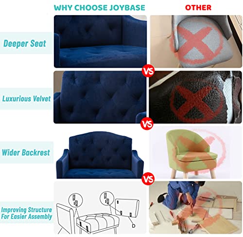 Joybase Velvet Armchair, Mid Century Modern Accent Chair, Wood And Steel Armchair For Living Room, Bedroom (Navy) #TOP1