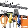INCLY Garden Tool Organizer 48 Inch Garage Tool Organizer Wall Mount Load 390lbs Heavy Duty Garage Wall Organizer with 3 Storage Racks and 6 Adjustable Hooks for Yard Tools Shovels Rakes