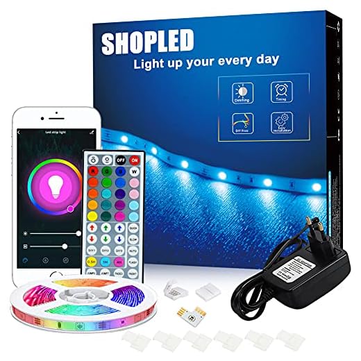 LED Strip Kompatibel med Alexa/Google Home, SHOPLED 5M Smart WiFi LED Lights Styrs av APP och fjärrkontroll, Musiksynkronisering, RGB 5050 Färgbyte Strip Lights för Sovrums kök TV Fest Dekoration