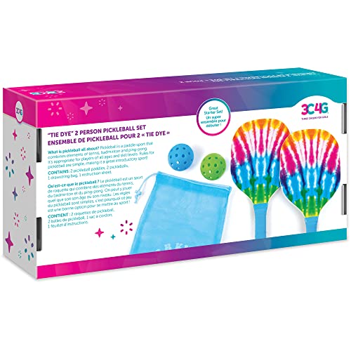 Make It Real 3C4G: Tie Dye 2 Person Pickleball Set - Play Pickleball Anywhere Your Heart Desires, Drawstring Dag Included, Three Cheers for Girls, Tween & Girls, Kids Ages 8+2