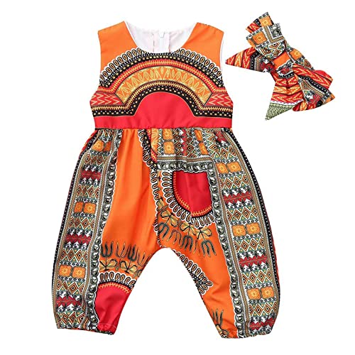 Diadema para bebé y niña, disfraz de Ankara africano, para niñas, para verano, niños, faldas de bebé, ropa para la cabeza, conjunto de 4, Z Yyde1-naranja, 5-6 Años