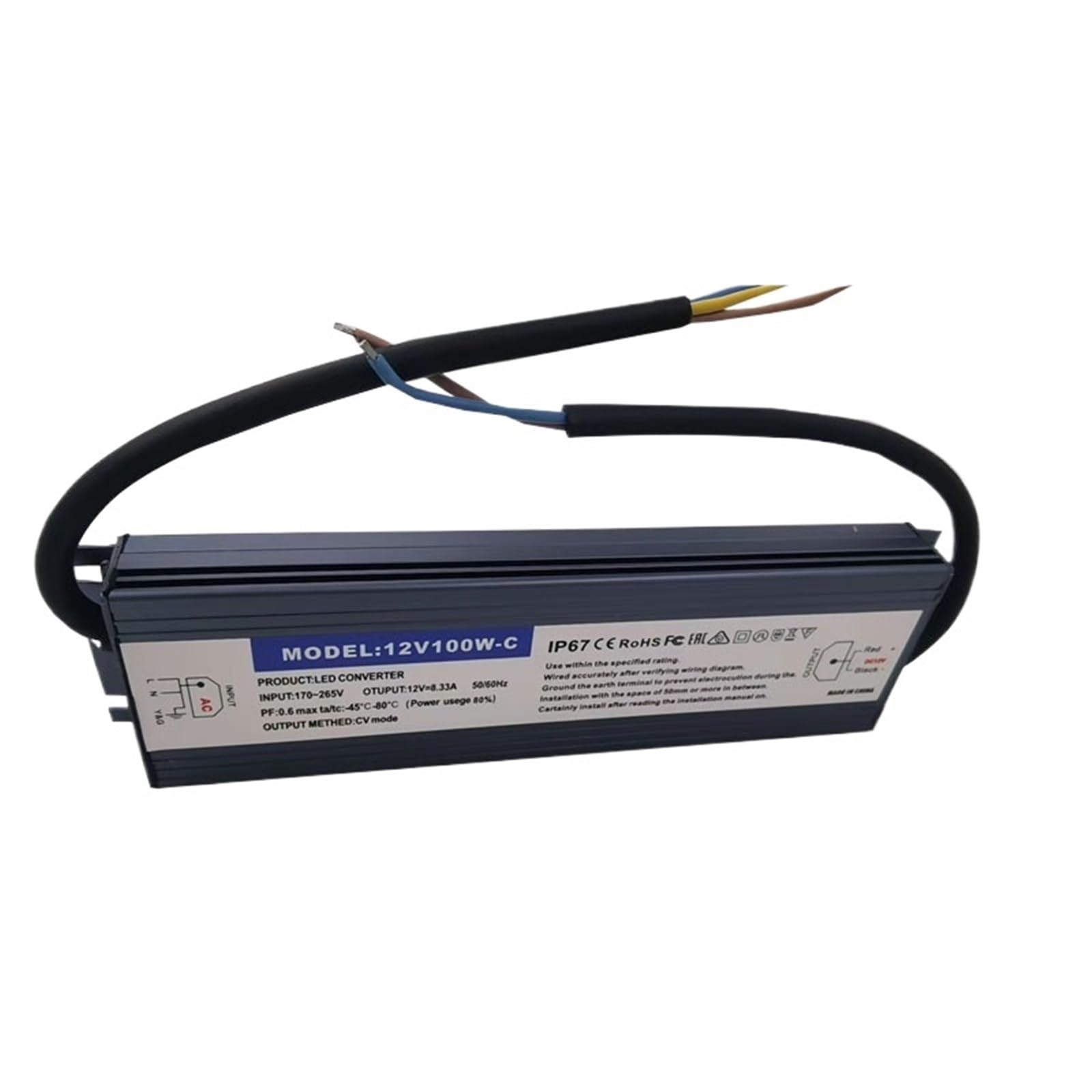 Driver LED impermeabile Ac DC 12V/24V Trasformatore 10W 15W 20W 25W 30W 50W 60W 100W 120W 150W Alimentatore for striscia luminosa(12 V,10w)