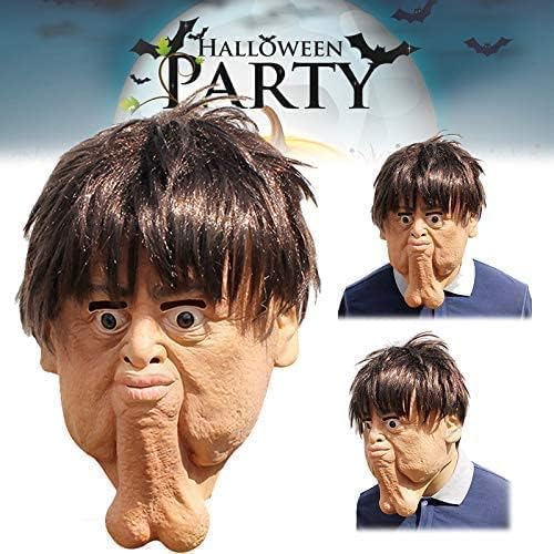 Miniatura 7 de Máscara facial divertida de hombre con doble barbilla para adultos, para cosplay, Halloween, fiesta, cosplay, disfraces de capucha de látex