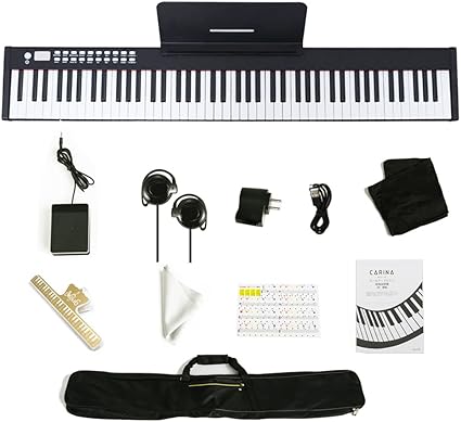 Amazon Carina 電子ピアノ 鍵盤 21年3月最新版 コンパクト 軽量 スリムデザイン ワイヤレスmidi対応 ペダル ソフトケース 譜面台 練習用イヤホン 鍵盤シール付き Pl保険加入済み ピアノ キーボード 楽器 音響機器