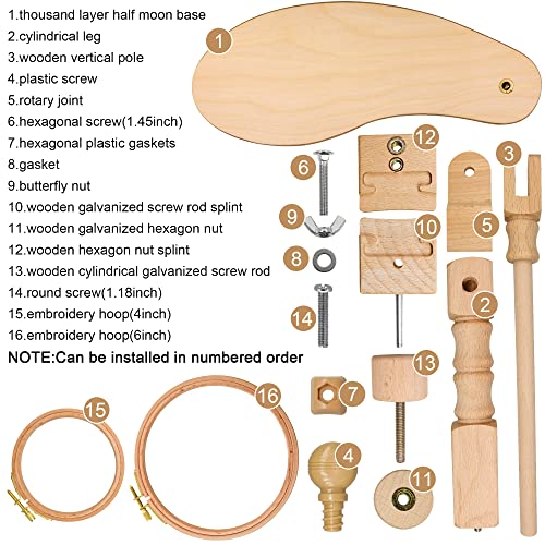 Wooden Tall Embroidery Stand, Adjustable Cross Stitch Hoop Stand Holder With 4''-6'' Embroidery Hoops, Rotatable Embroidery Frame Lap Stand Hands Free Sewing Tool For Cross Stitch Project #TOP6