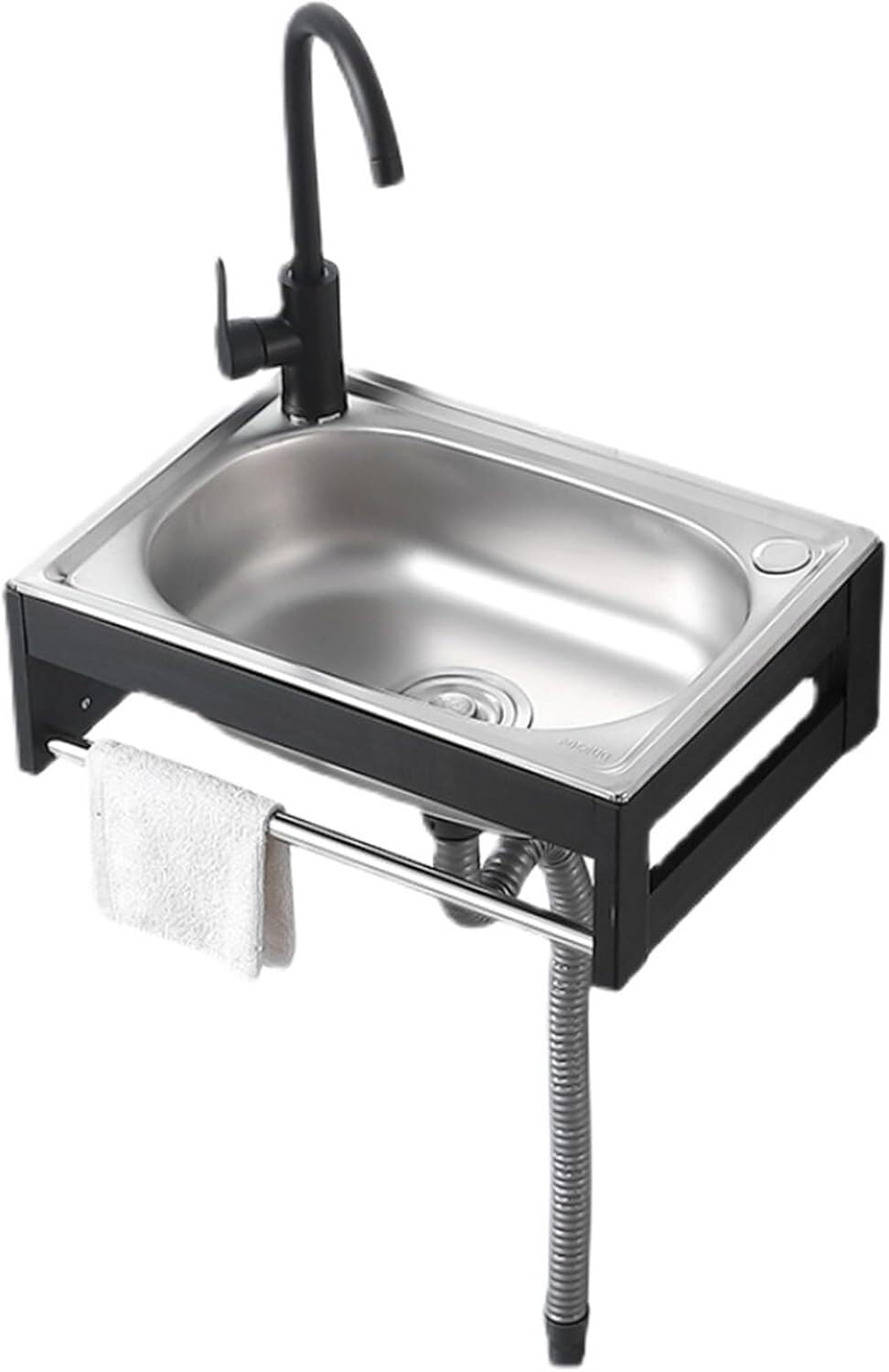 Fregadero comercial de acero inoxidable pequeño con grifo lavabo de pared rectangular industrial