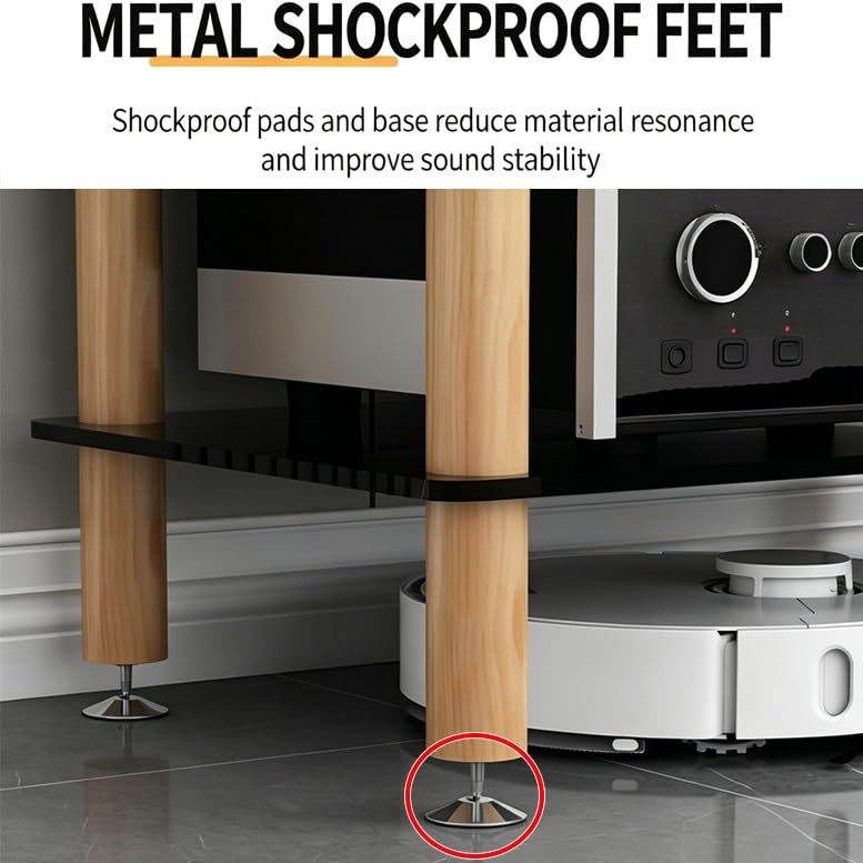 Stojak na Komponenty Audio,Stereo z Półkami ze Szkła Hartowanego o Grubości