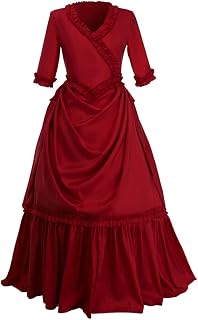 Women's Mina Harker Cosplay Costume Vintage Victorian Red Ball Gown Bustle Wedding Dress