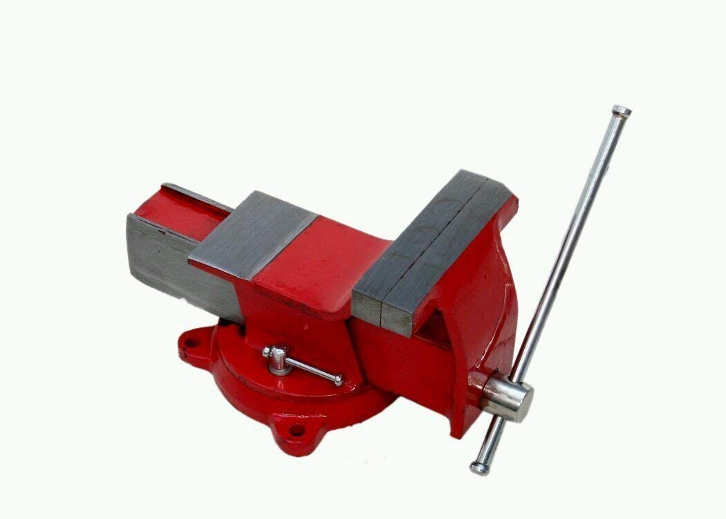 MK Bench Vice, Red, 6inches, Heavy Professional Steel, Swivel Base, 5000 Pounds Tensile Strength